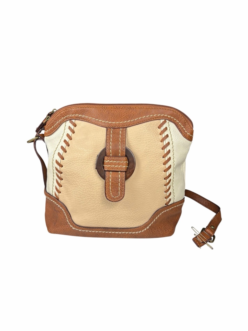 B.O.C. Haygerton Crossbody Faux Leather Stitch Color block Equestrian Distress